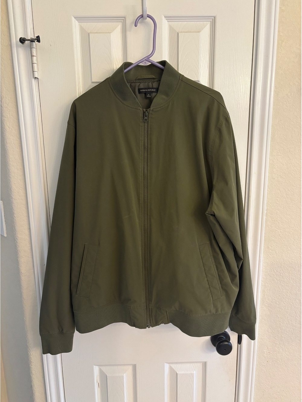 Banana Republic Mens Bomber Jacket XL Olive Green Full Zip Windbreaker F23